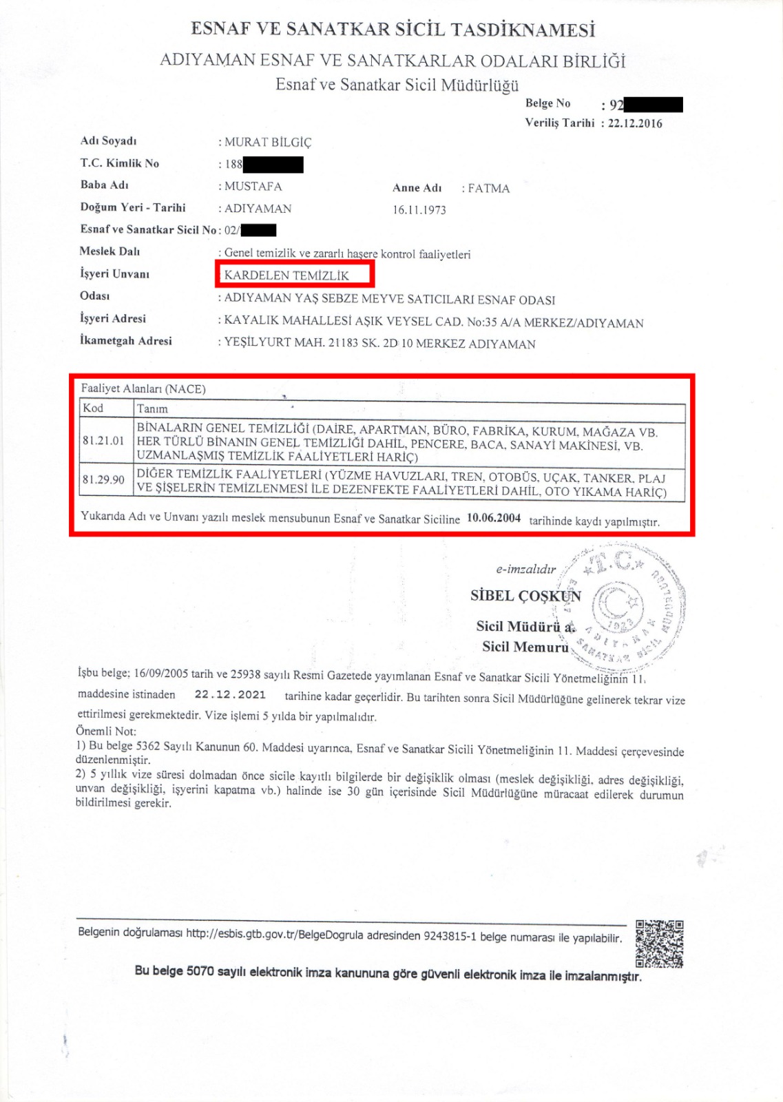 Su Deposu Temizliği Sertifikası 1