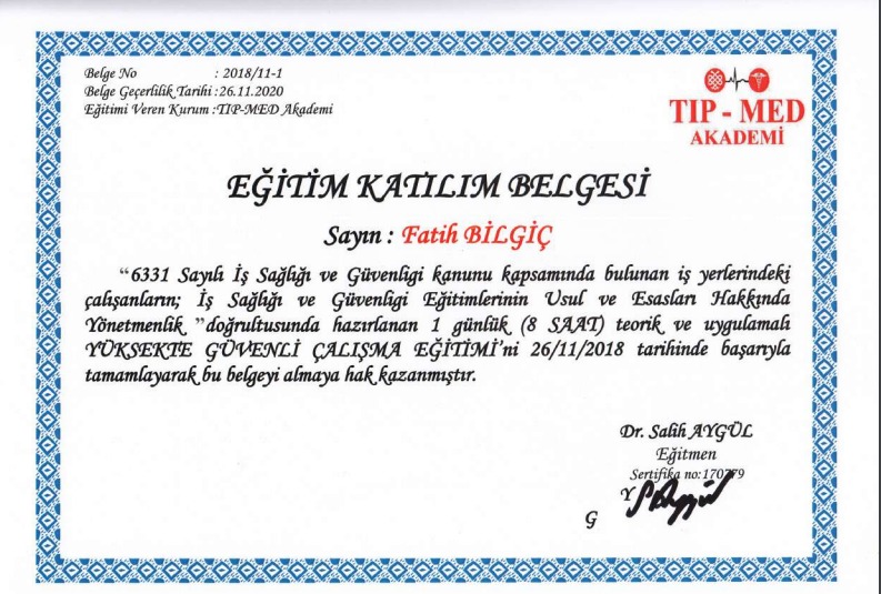 Su Deposu Temizliği Sertifikası 3